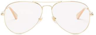 Gucci Aviator Metal Glasses - Womens - Gold