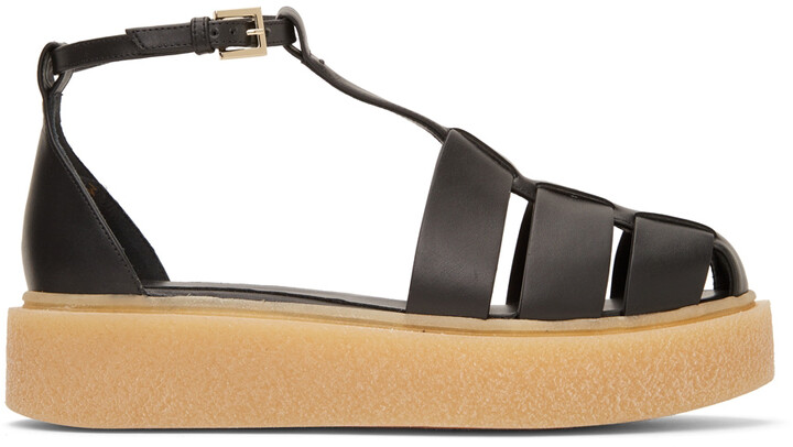 Max Mara Black Leather Sandals - ShopStyle