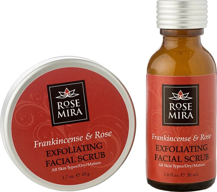 Rosemira Organics Frankincense & Rose Exfoliating Facial Scrub For Dry, Mature & Rosacea Skin