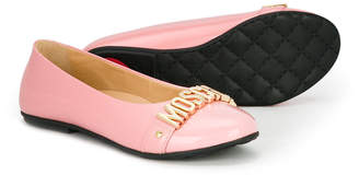 Moschino Kids logo-embellished ballerina shoes