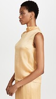 Thumbnail for your product : Sally LaPointe Smocked Satin Draped Neck Shift Tank