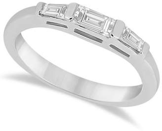 Allurez Three Diamond Wedding Ring platinum Band with 2 Tapered and 1 Strait Baguette 0.40cw