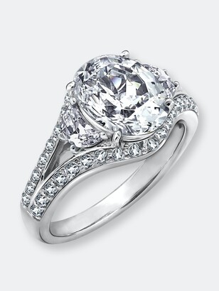 0.95 CTTW. Diamond Three-Stone Setting with Pavé Split Shank and Halo in  White Gold | New York Jewelers Chicago