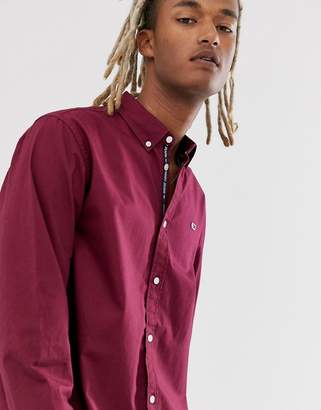 Tommy Jeans twill shirt in burgundy with small icon logo