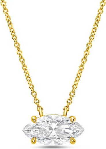 Diana M 14kt Yellow Gold Lab Grown Marquise East West Diamond Pendant Weighing 15.00 Ct In A Prong Setting