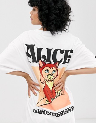 Crooked Tongues Disney Alice In Wonderland unisex oversized t-shirt in White