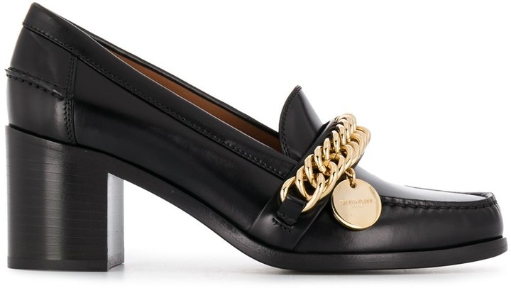 ladies high heeled loafers