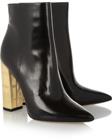 Thumbnail for your product : Michael Kors Stella leather and metallic croc-effect ankle boots