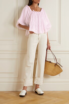 Thumbnail for your product : Joslin + Net Sustain Rylee Crocheted Cotton-trimmed Linen And Silk-blend Crepon Blouse - Baby pink