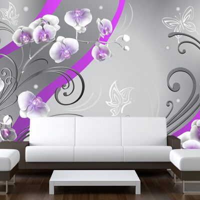 East Urban Home Purple Orchids Variation 11'' L x 96\