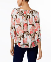 Thumbnail for your product : INC International Concepts Petite Floral-Print Surplice Peasant Top, Created for Macy's