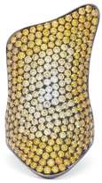 Thumbnail for your product : Lynn Ban - Rhodium Plated Silver Diamond Pave Ring - Womens - Yellow
