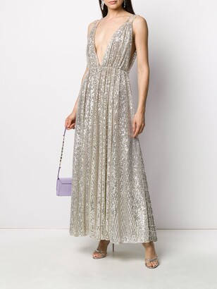 Amen Sequinned Plunge Gown