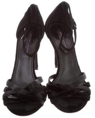 Ralph Lauren Collection Velvet Ankle Strap Sandals