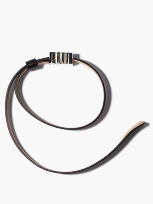Loewe Anagram-plaque Leather Bracelet - Black