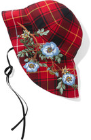 Thumbnail for your product : Gucci Iris Embroidered Checked Wool Hat - M