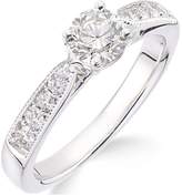 Thumbnail for your product : Love GOLD 18ct white gold millgrain edge 70 point diamond ring with diamond set shoulders