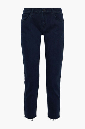 J Brand Sadey Cropped Distressed Mid-rise Slim-leg Jeans