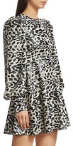 Thumbnail for your product : Rotate by Birger Christensen Alison Sequin Leopard Puff-Sleeve Mini Babydoll Dress