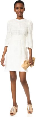 Derek Lam 10 Crosby Embroidered Dress with Puff Shoulders