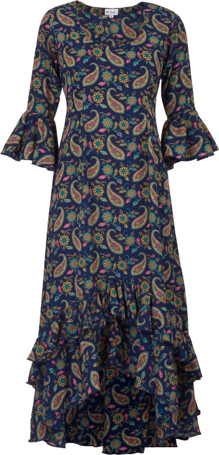 AtLAST Blue Victoria Midi Dress In Navy Teardrop