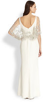 Thumbnail for your product : Notte by Marchesa 3135 Notte by Marchesa Silk Embroidered Cape Gown