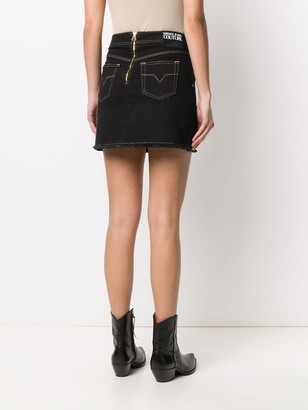 Versace Buckled Denim Mini Skirt