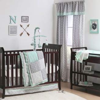 The Peanut Shell Woodland Crib Bedding Collection in Grey/Mint