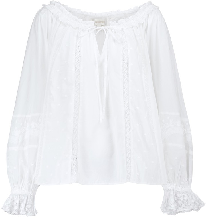 LoveShackFancy Odina cotton lace blouse - ShopStyle Long Sleeve Tops
