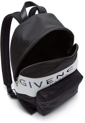 Givenchy Logo Print Nylon Backpack - Mens - Black White