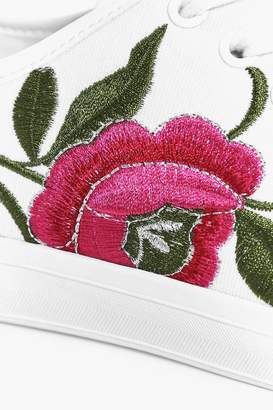 boohoo Floral Embroidered Lace Up Trainera