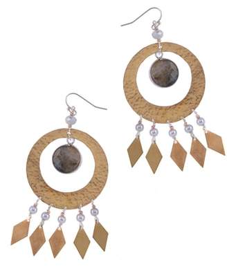 Nakamol Design Labradorite & Imitation Pearl Statement Earrings