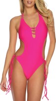 Thumbnail for your product : RELLECIGA Women's Strappy Monokini V Neck Cutout One Piece Swimsuits - pink - Large