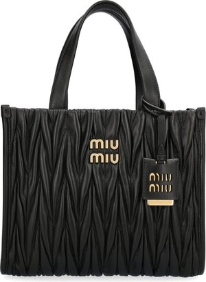 Miu Miu Burgundy Leather Matelasse Tote Bag - Yoogi's Closet