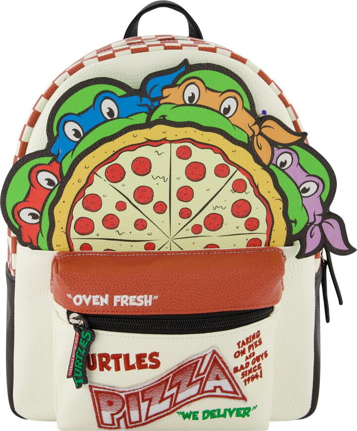 Teenage Mutant Ninja Turtles Mini Backpack, TMNT Small Travel Bag for Men and Women, Adjustable Shoulder Straps, Pizza, 10 Inch