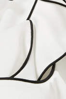 Thumbnail for your product : Self-Portrait Cutout Lace-paneled Satin Midi Dress - White