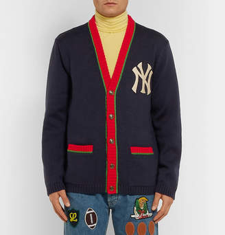 Gucci + New York Yankees Appliqued Wool Cardigan