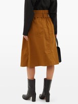Thumbnail for your product : Proenza Schouler White Label Belted Cotton-blend Twill Midi Skirt - Brown