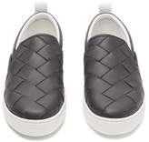 Thumbnail for your product : Bottega Veneta Intrecciato-weave Leather Slip-on Trainers - Mens - Grey