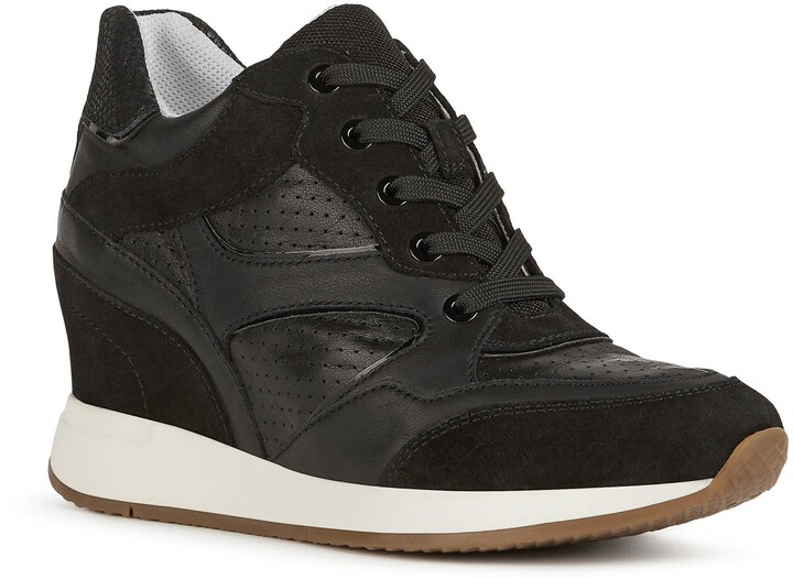 Black Leather Wedge Sneakers | ShopStyle AU