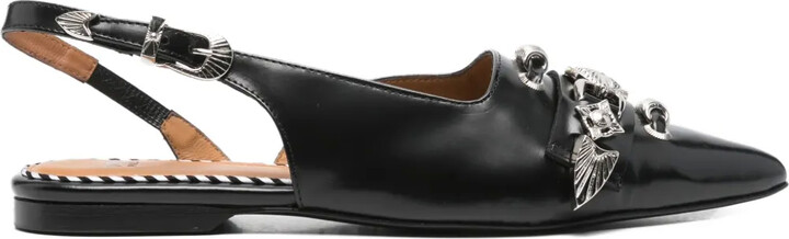 Toga Pulla Buckle-Embellished Slingback Mules