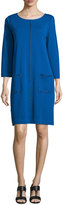 Thumbnail for your product : Joan Vass 3/4-Sleeve Embellished Shift Dress, Plus Size