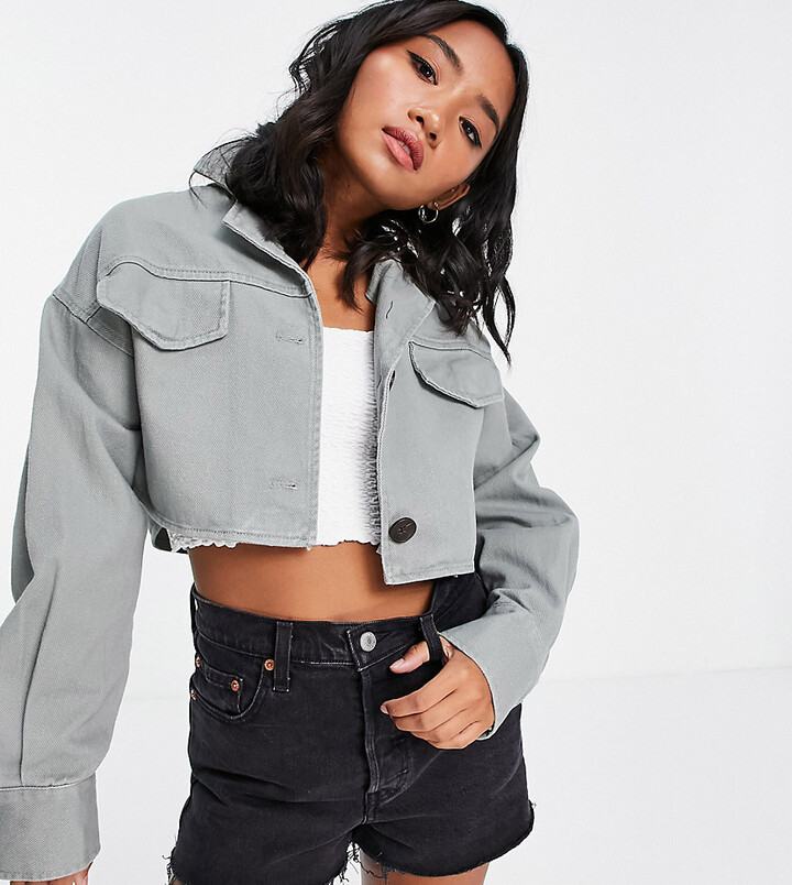 grey cropped jacket womens