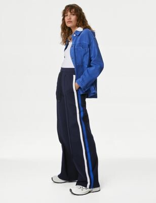 Navy Pants With Side Stripe