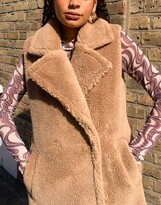 Thumbnail for your product : Only teddy longline gilet in camel