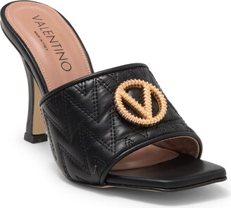 Valentino by Mario Valentino Logo Leather Flat Sandals - ShopStyle