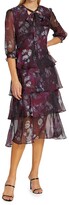 Thumbnail for your product : Marchesa Notte Floral Chiffon Tiered Midi Dress