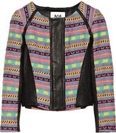 Thumbnail for your product : Milly Leather-trimmed tweed jacket