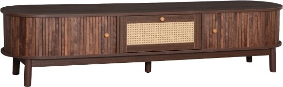 Fulvari ModernTVCabinetfor75-InchMediaConsolewithRattanDrawerFront1Drawer2SlidingDoorCabinetsforLivingRoom