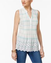 Thumbnail for your product : Style&Co. Style & Co Cotton Eyelet-Embroidered Pleated Top, Created for Macy's